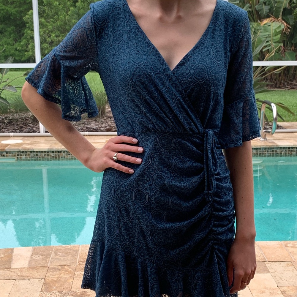 Turquoise lace dress